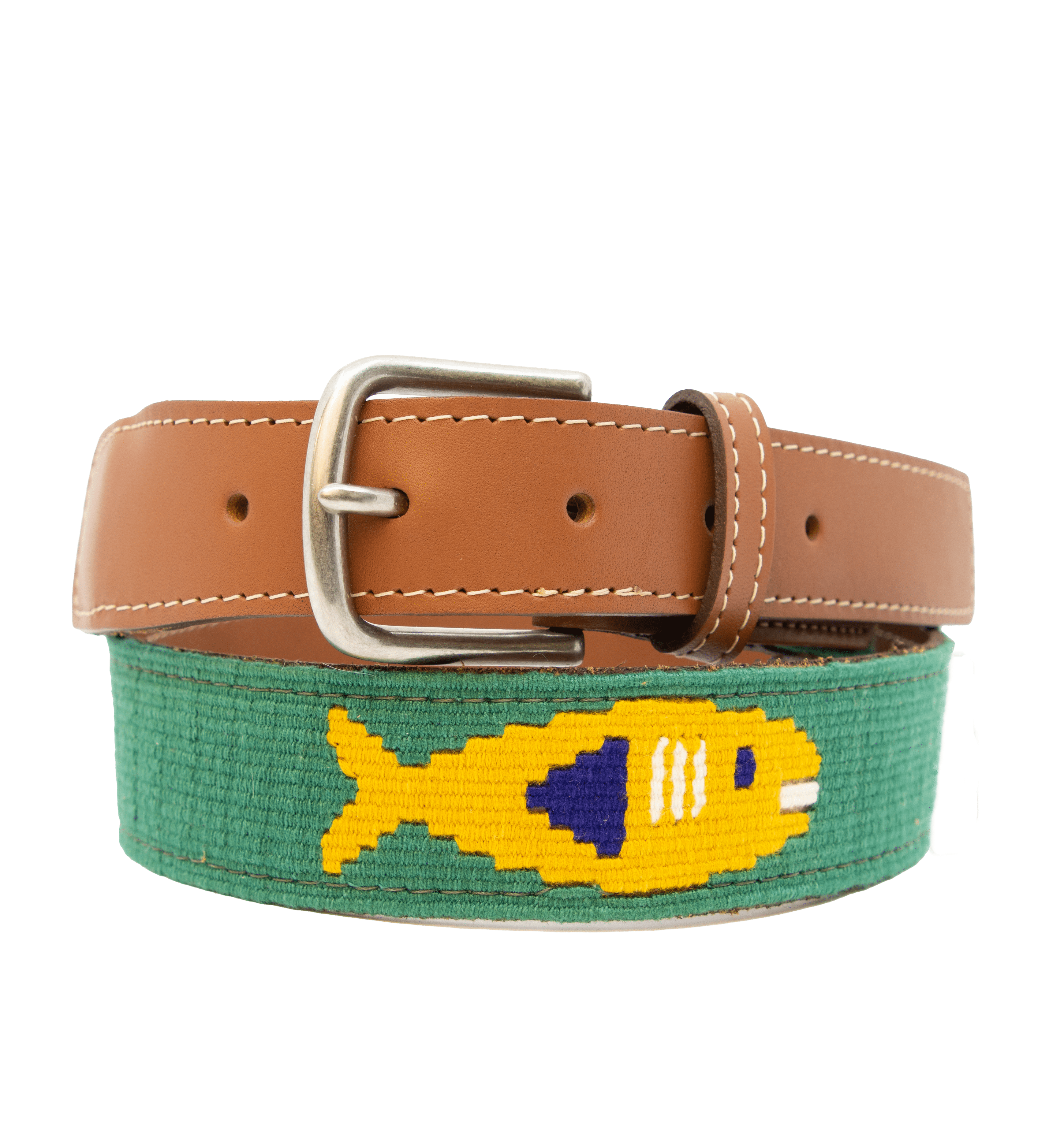 Men's Cognac Leather El Santiago Woven Belt - La Matera