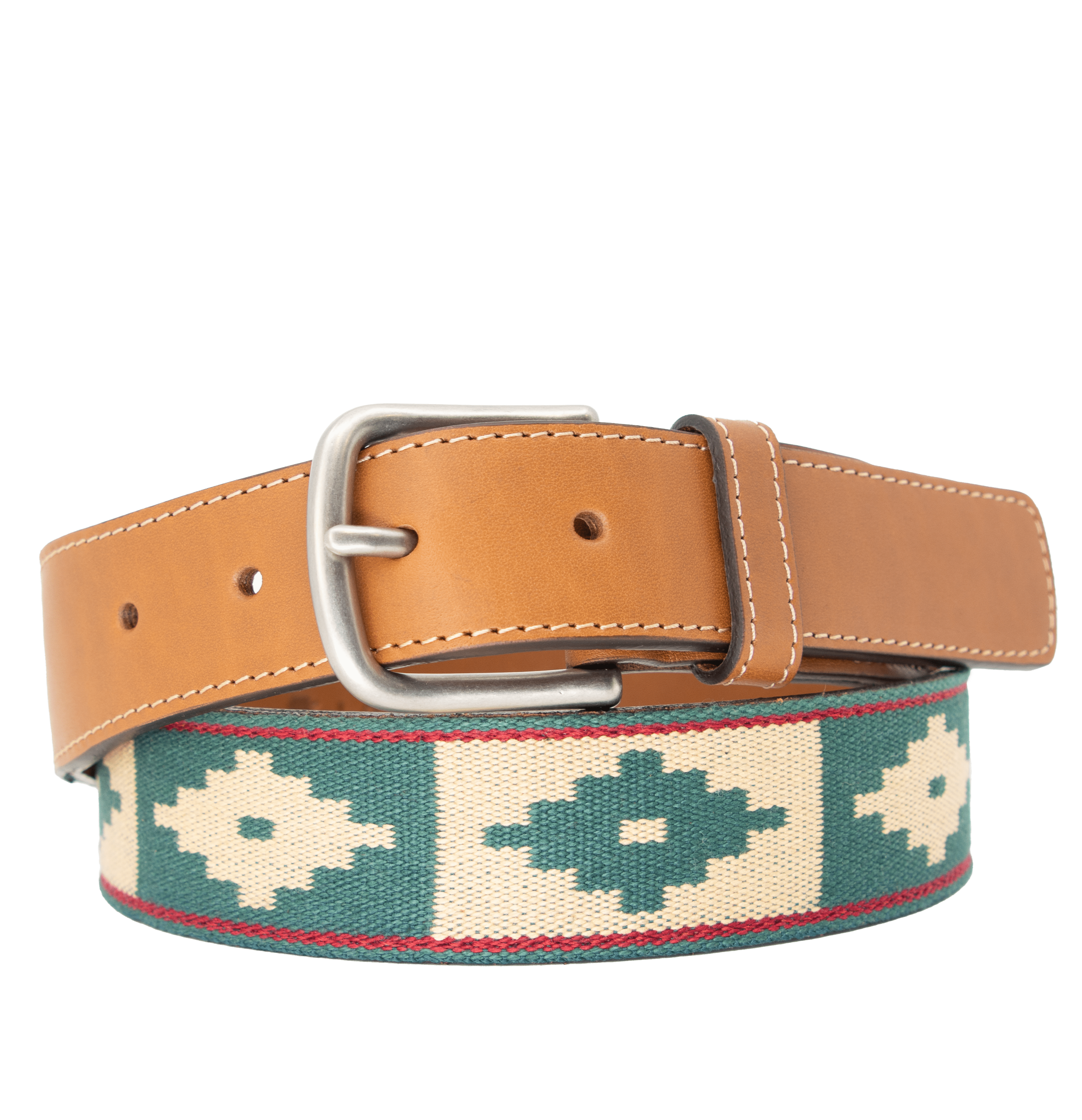 Leather Blend Woven Braided Belt Women XL Multicolor Red Green‎ Blue Western Collegiate Newport Woven Italian Rayon Elastic Belt - Blue  main image 3