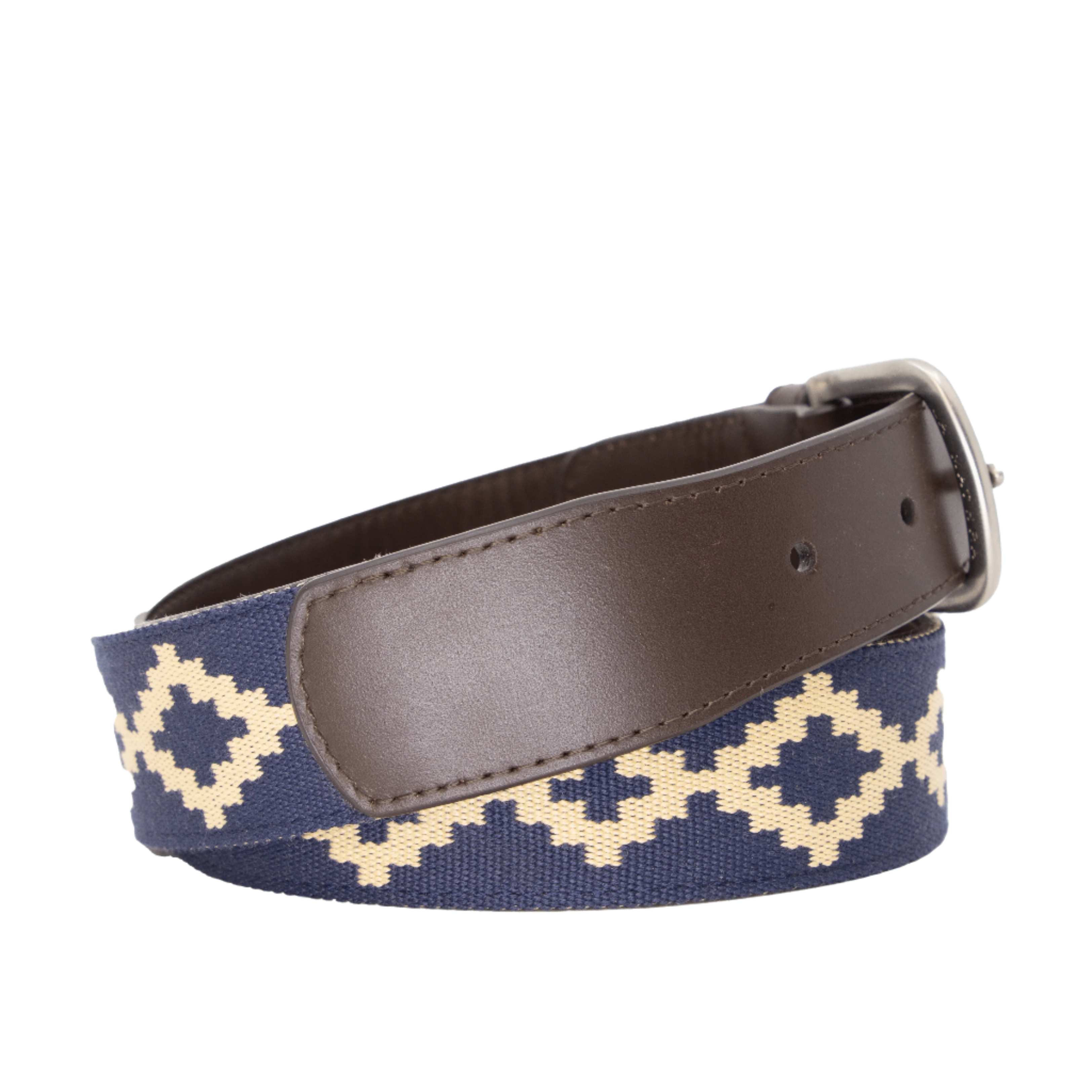 Men's Cognac Leather Corbina Chocolate Woven Belt - La Matera