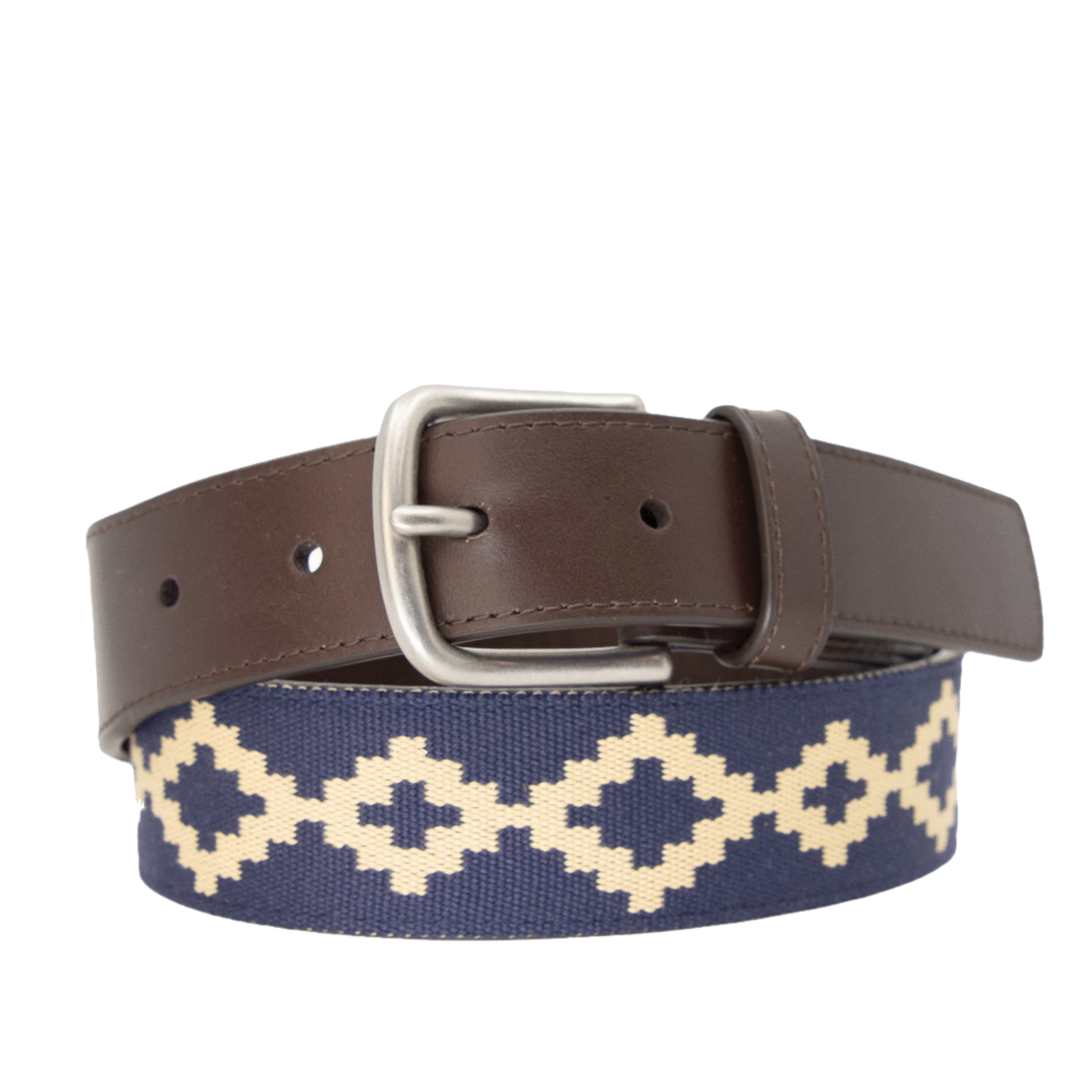 Men's Cognac Leather Corbina Chocolate Woven Belt - La Matera