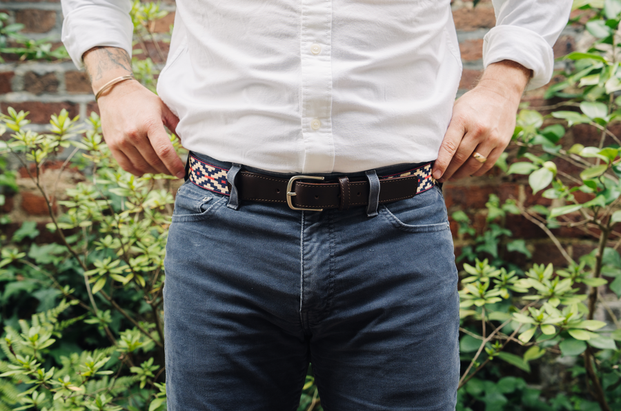 Trucha Chocolate Leather Woven Belt