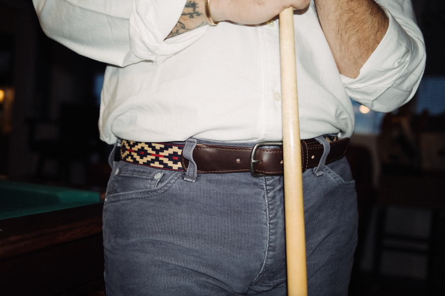 Trucha Chocolate Leather Woven Belt