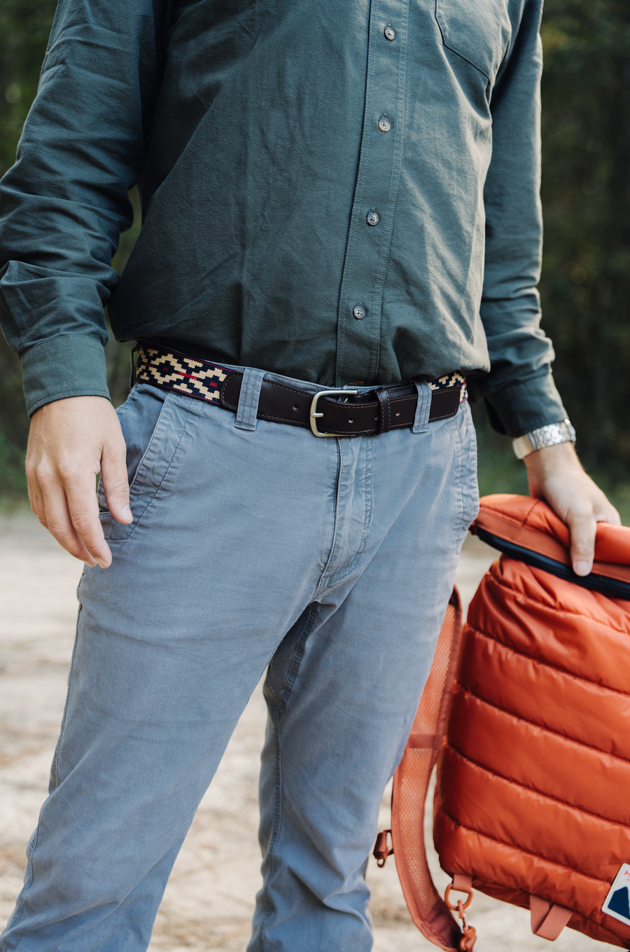 Trucha Chocolate Leather Woven Belt