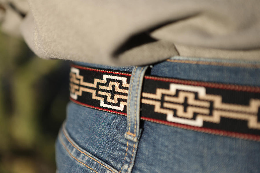 Guatemala Hand Woven Men's Canvas Belt | Cobalt Embroidered, 47
