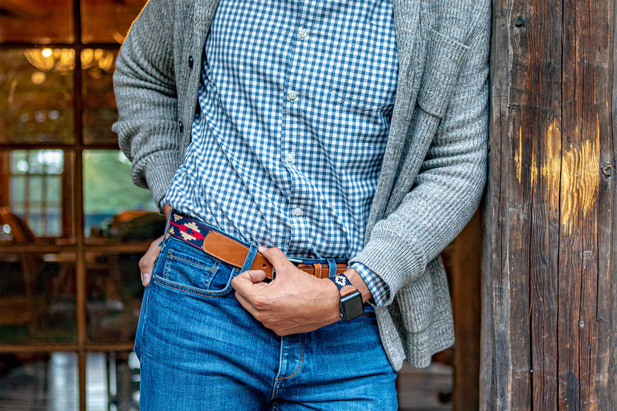 Artisanal woven belt for men
