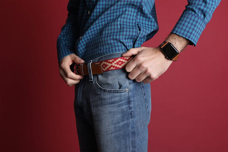 La Matera Men's Mendoza Woven Leather Belt